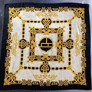 Striking and Lavish Vintage Baroque Art Deco Square Scarf Polyester Italy Made